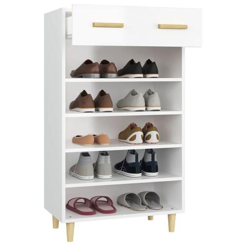 Skoreol 60x35x105 cm konstrueret træ hvid højglans