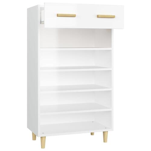 Skoreol 60x35x105 cm konstrueret træ hvid højglans