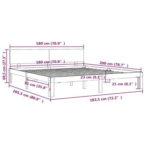 Sengeramme 180x200 cm massivt fyrretræ