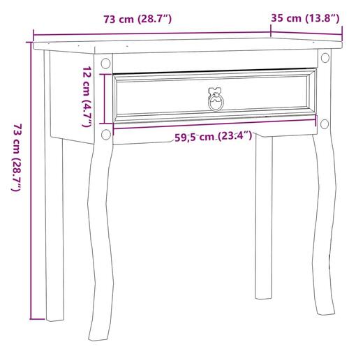 Konsolbord Corona 73x35x73 cm massivt fyrretræ