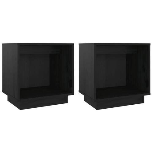 Sengeborde 2 stk. 40x30x40 cm massivt fyrretræ sort