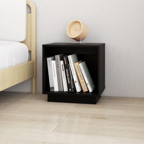 Sengeborde 2 stk. 40x30x40 cm massivt fyrretræ sort