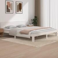 Sengestel 180x200 cm Super King massivt fyrretræ hvid