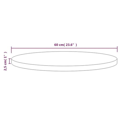 Bordplade Ø60x2,5 cm massivt fyrretræ