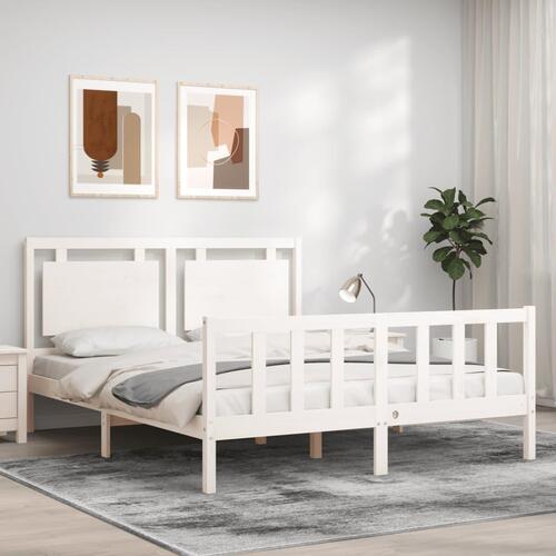 Sengeramme uden madras 160x200 cm massivt fyrretræ hvid