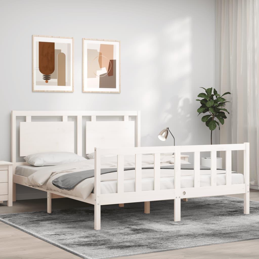 Sengeramme uden madras 160x200 cm massivt fyrretræ hvid