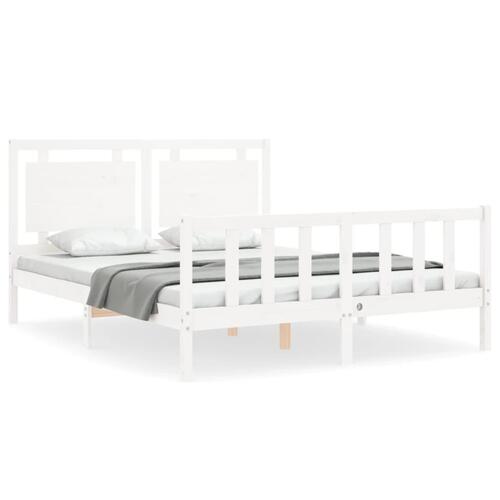 Sengeramme uden madras 160x200 cm massivt fyrretræ hvid