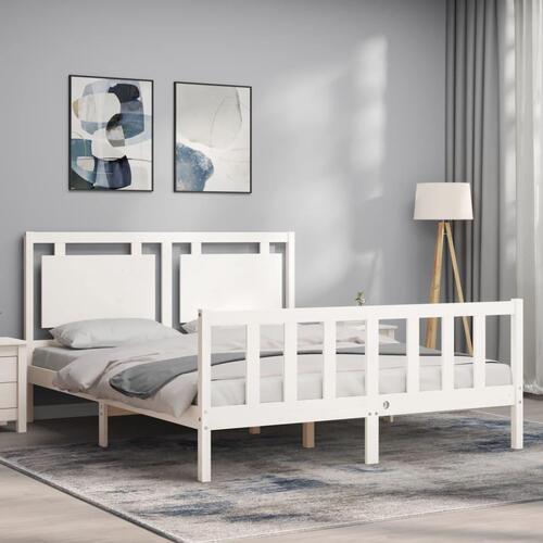 Sengeramme uden madras 160x200 cm massivt fyrretræ hvid
