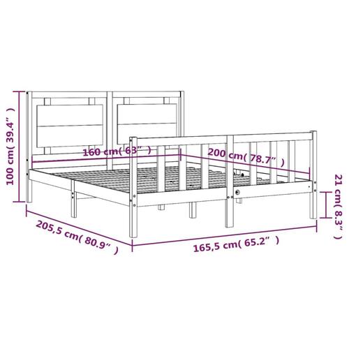 Sengeramme uden madras 160x200 cm massivt fyrretræ hvid
