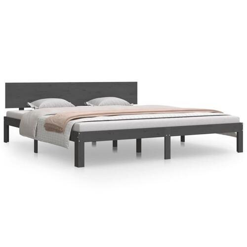 Sengestel 180x200 cm Super King massivt fyrretræ grå