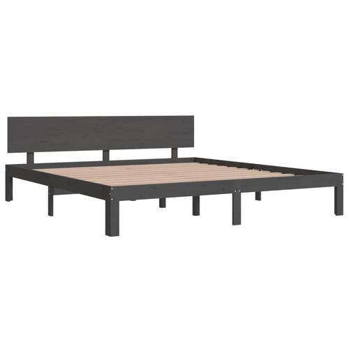 Sengestel 180x200 cm Super King massivt fyrretræ grå