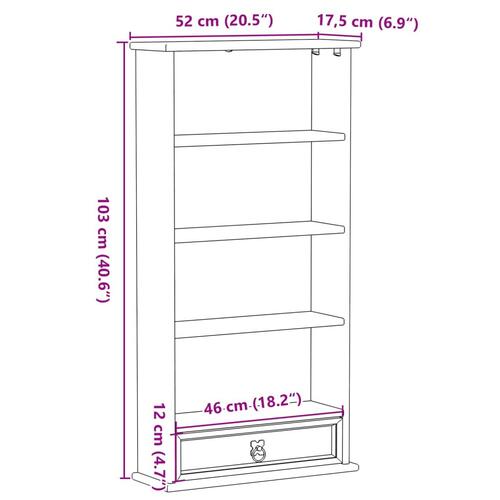 Reol Corona 52x17,5x103 cm massivt fyrretræ