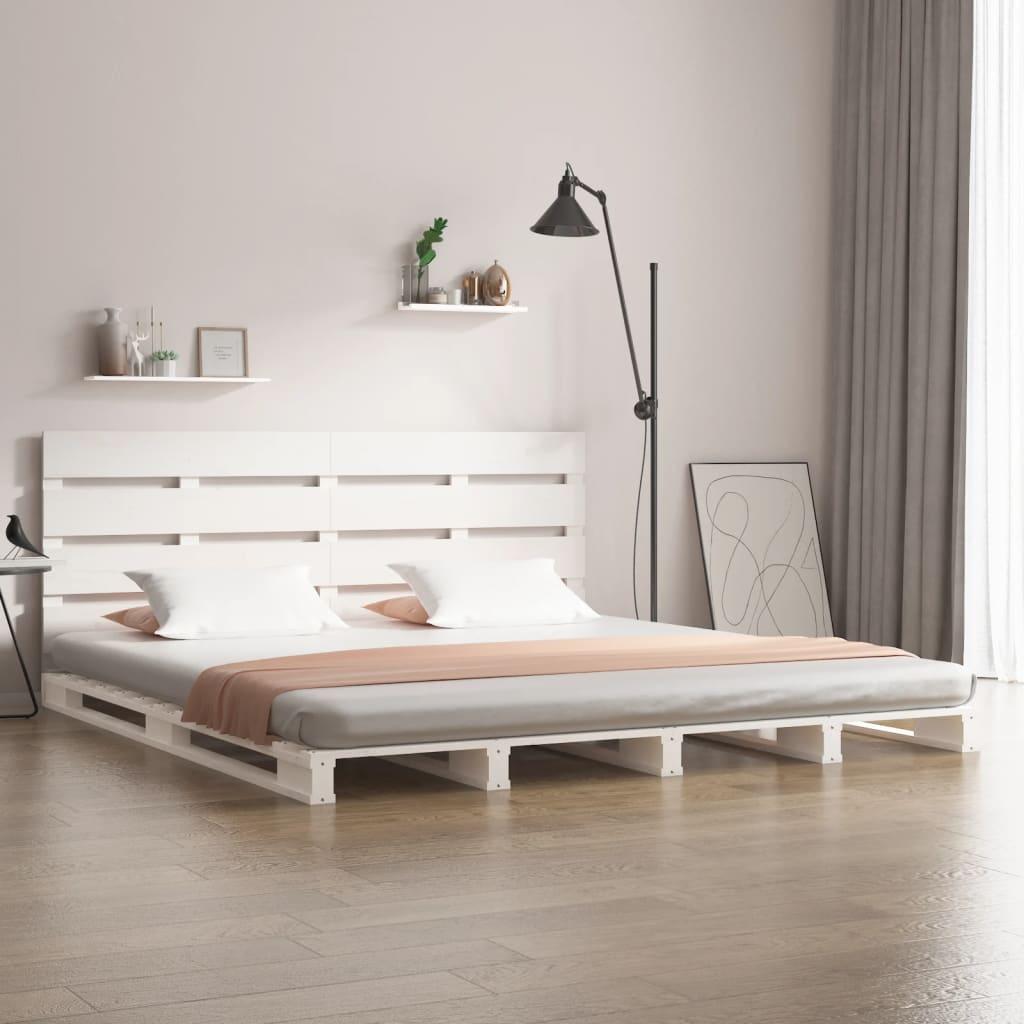 Sengeramme 135x190 cm dobbelt massivt fyrretræ hvid