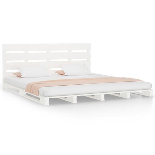 Sengeramme 135x190 cm dobbelt massivt fyrretræ hvid