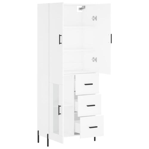 Højskab 69,5x34x180 cm konstrueret træ hvid