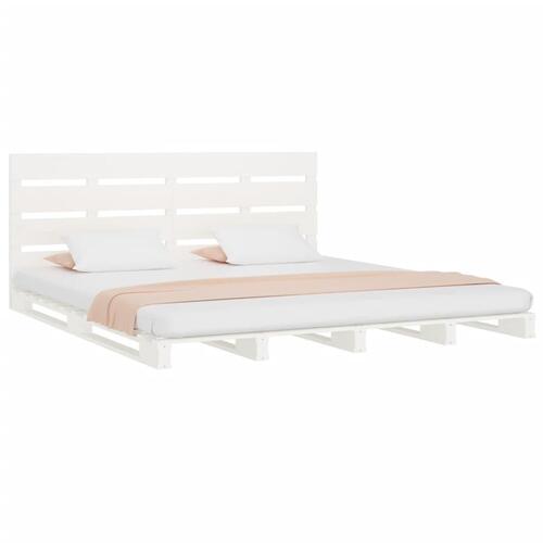 Sengeramme 135x190 cm dobbelt massivt fyrretræ hvid