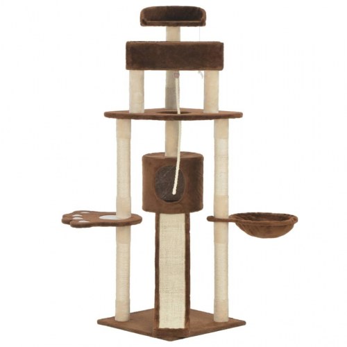 Kattetræ med sisal-kradsestolper 145 cm brun