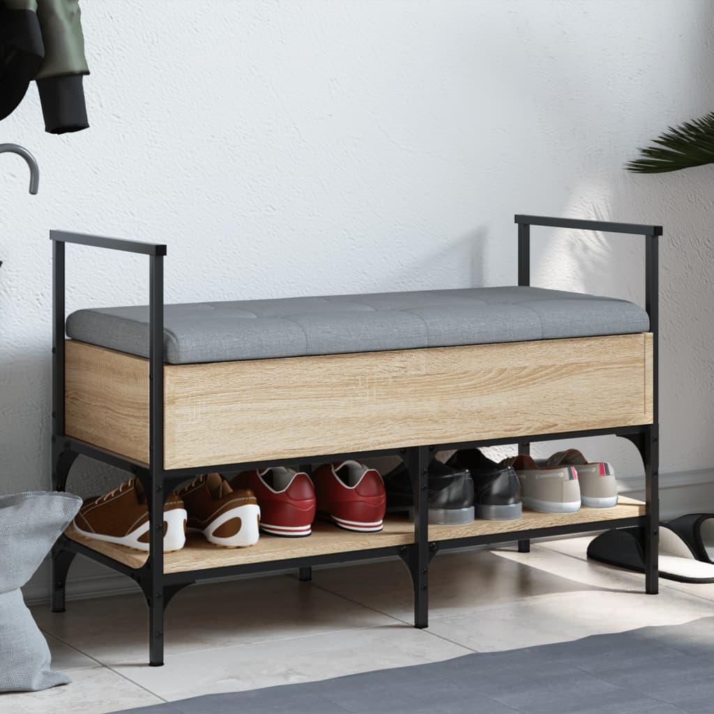 Skobænk 85,5x42x57,5 cm konstrueret træ sonoma-eg
