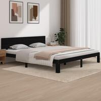 Sengestel 180x200 cm Super King massivt fyrretræ sort