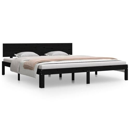 Sengestel 180x200 cm Super King massivt fyrretræ sort