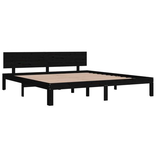 Sengestel 180x200 cm Super King massivt fyrretræ sort
