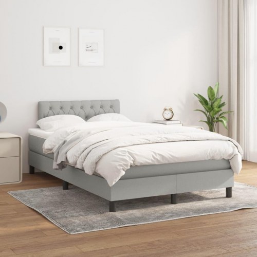 Kontinentalseng med madras 120×190 cm - stof, lysegrå