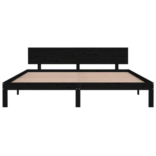 Sengestel 180x200 cm Super King massivt fyrretræ sort