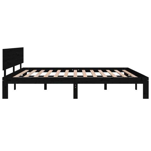 Sengestel 180x200 cm Super King massivt fyrretræ sort