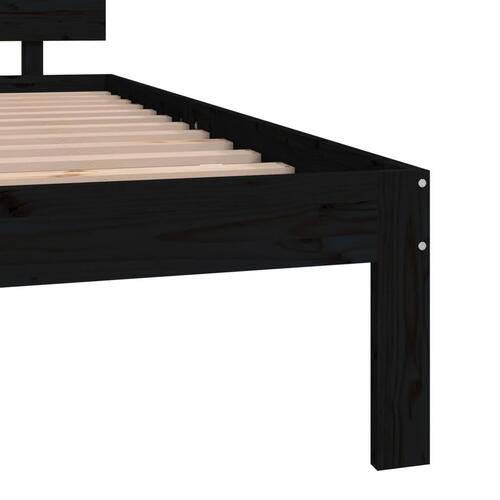 Sengestel 180x200 cm Super King massivt fyrretræ sort