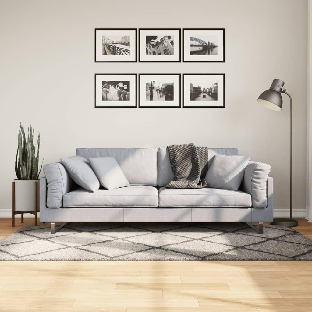 Shaggy gulvtæppe PAMPLONA 100x200 cm høj luv beige antracitgrå