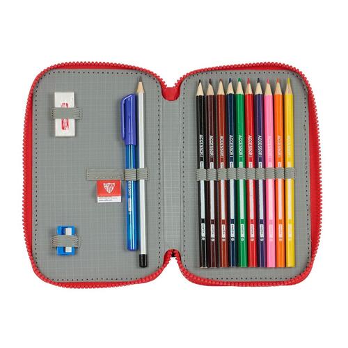 Dobbelt penalhus Sevilla Fútbol Club Sort Rød 12.5 x 19.5 x 4 cm (28 Dele)