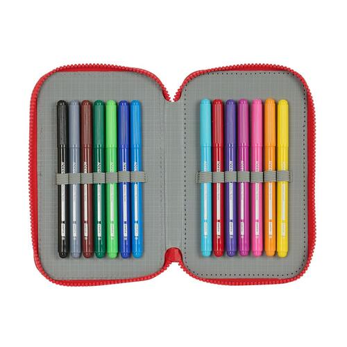 Dobbelt penalhus Sevilla Fútbol Club Sort Rød 12.5 x 19.5 x 4 cm (28 Dele)