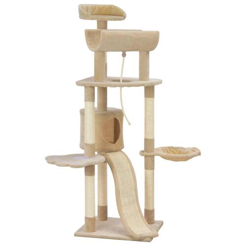 Kattetræ med sisal-kradsestolper 145 cm beige