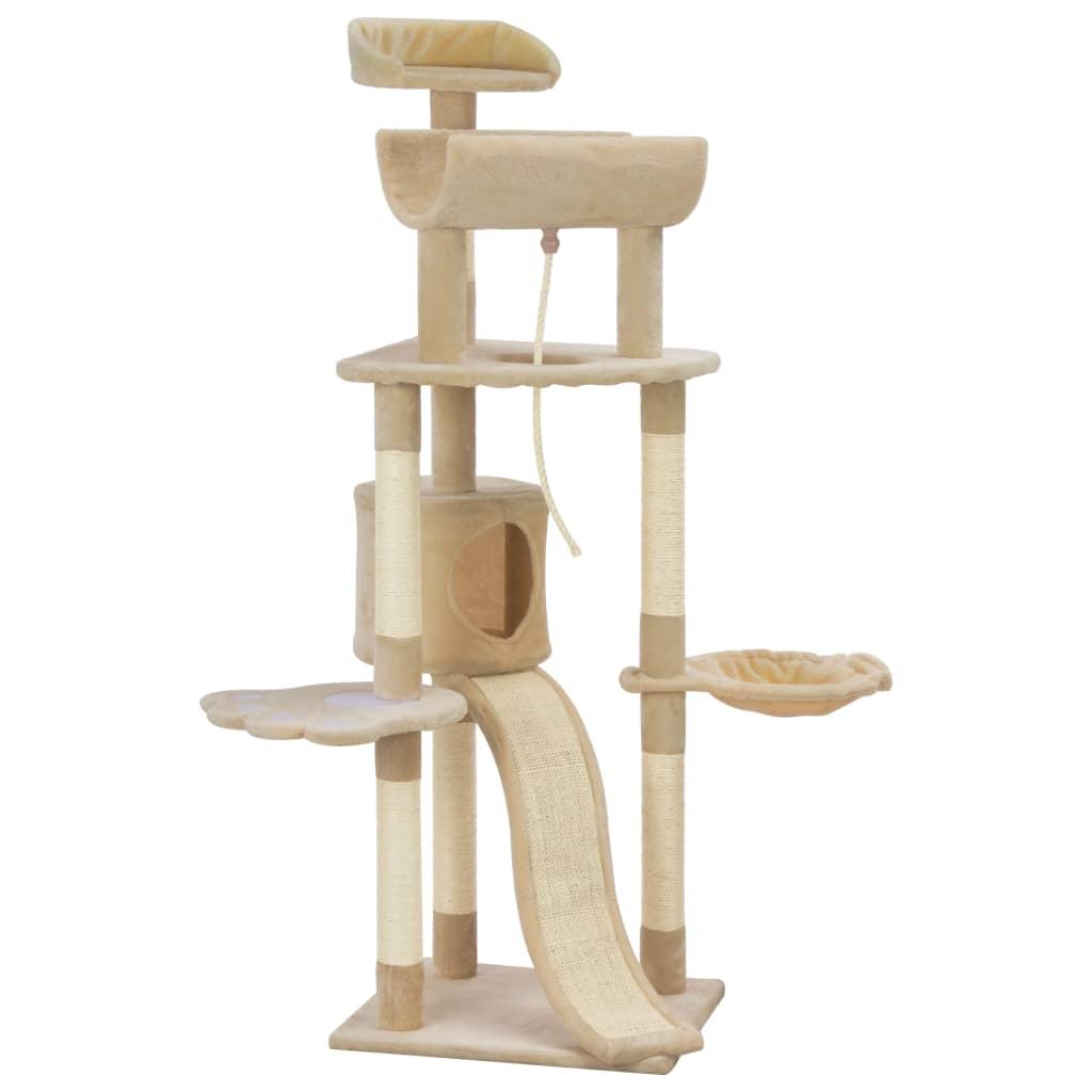 Kattetræ med sisal-kradsestolper 145 cm beige