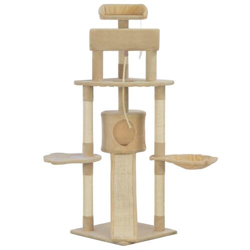 Kattetræ med sisal-kradsestolper 145 cm beige