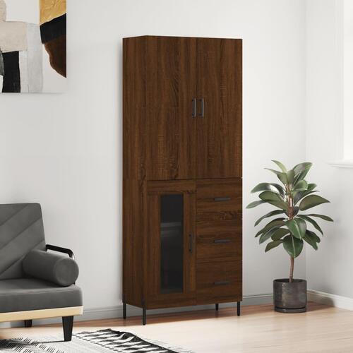 Højskab 69,5x34x180 cm konstrueret træ brun egetræsfarve