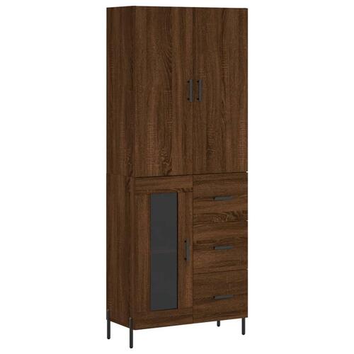 Højskab 69,5x34x180 cm konstrueret træ brun egetræsfarve