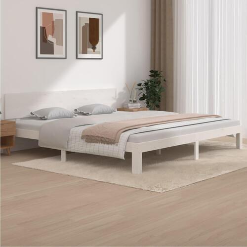 Sengeramme 200x200 cm massivt fyrretræ hvid