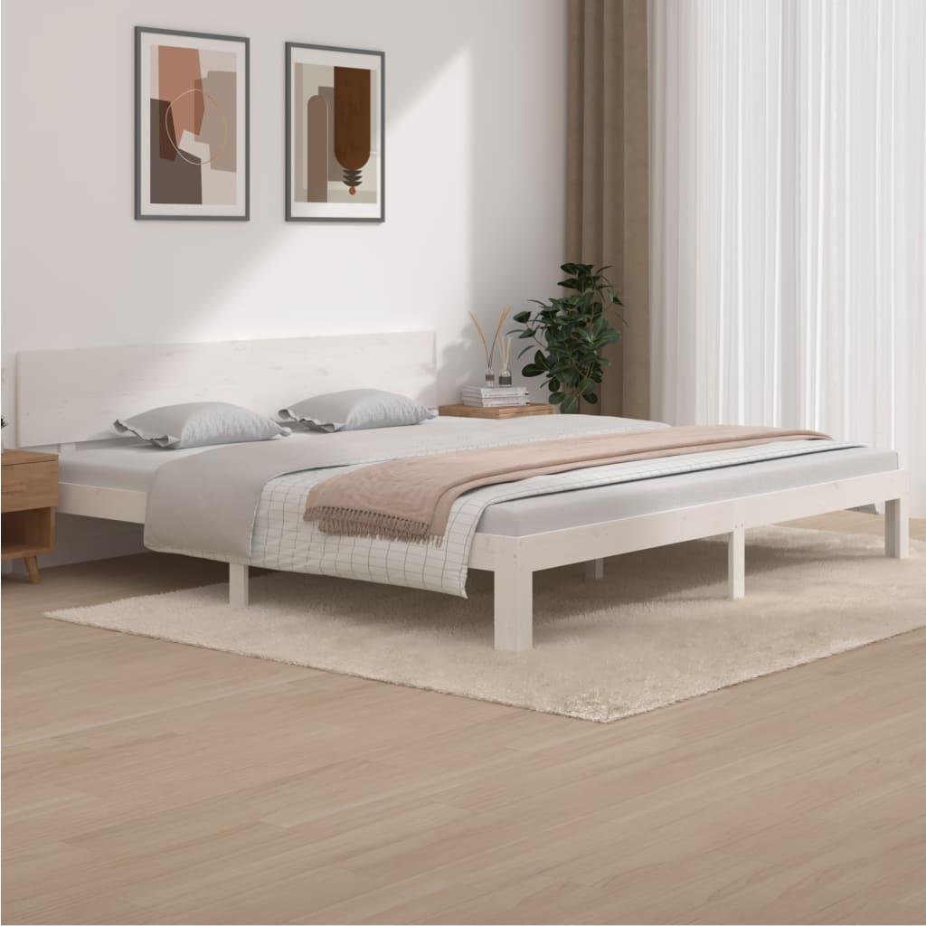 Sengeramme 200x200 cm massivt fyrretræ hvid