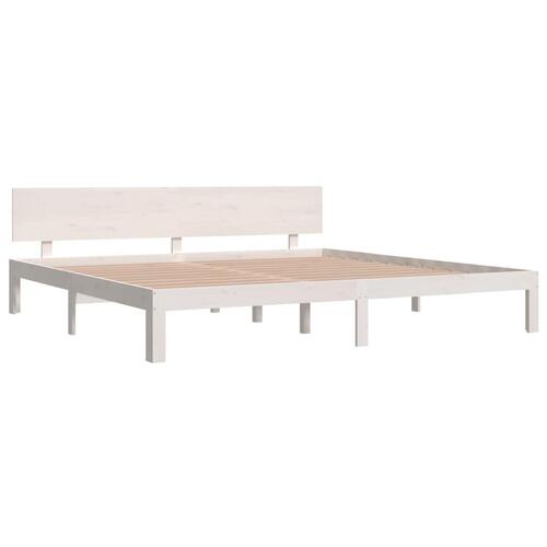 Sengeramme 200x200 cm massivt fyrretræ hvid