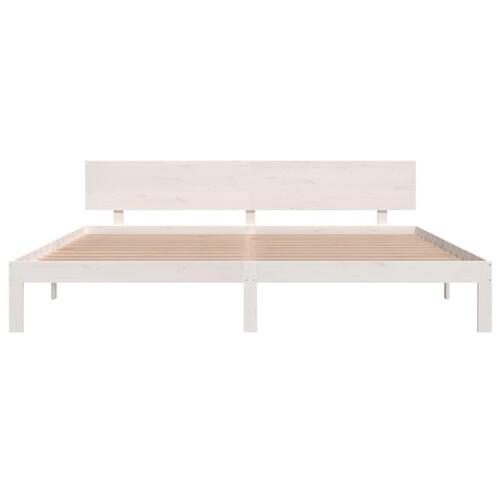 Sengeramme 200x200 cm massivt fyrretræ hvid