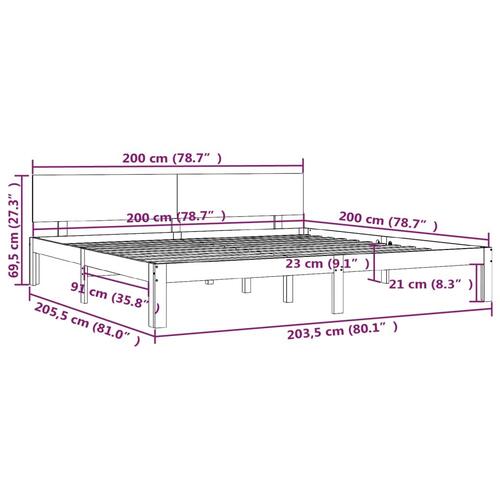 Sengeramme 200x200 cm massivt fyrretræ hvid
