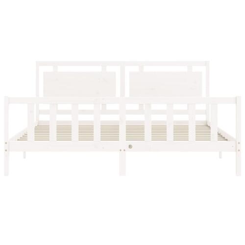 Sengeramme med sengegavl 180x200 cm massivt træ hvid