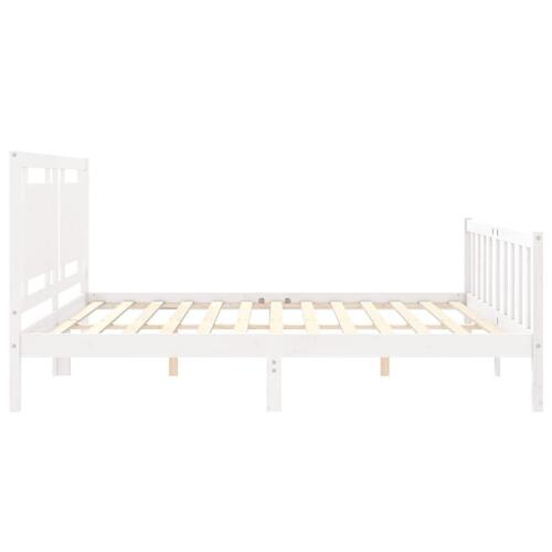 Sengeramme med sengegavl 180x200 cm massivt træ hvid