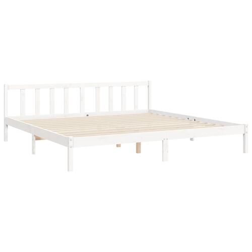 Sengeramme med sengegavl 180x200 cm massivt træ hvid