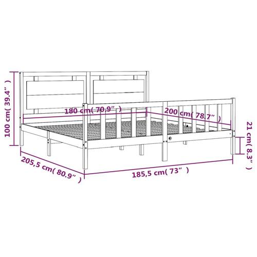 Sengeramme med sengegavl 180x200 cm massivt træ hvid