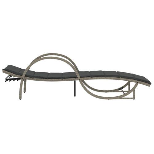 Liggestol med hynde 60x199x42 cm polyrattan lysegrå