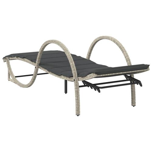 Liggestol med hynde 60x199x42 cm polyrattan lysegrå