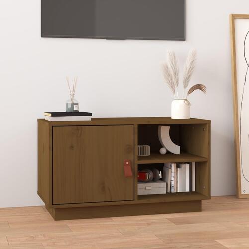 Tv-bord 70x34x40 cm massivt fyrretræ gyldenbrun