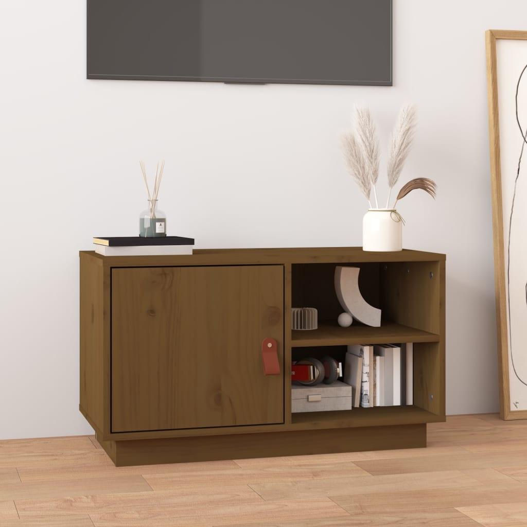 Tv-bord 70x34x40 cm massivt fyrretræ gyldenbrun